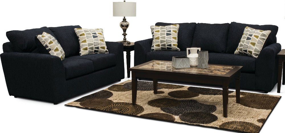 Casual Contemporary Dark Blue 2 Piece Living Room Set Hannah