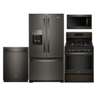 Whirlpool 4 Piece Kitchen Appliance Package with Gas Range - Black ...