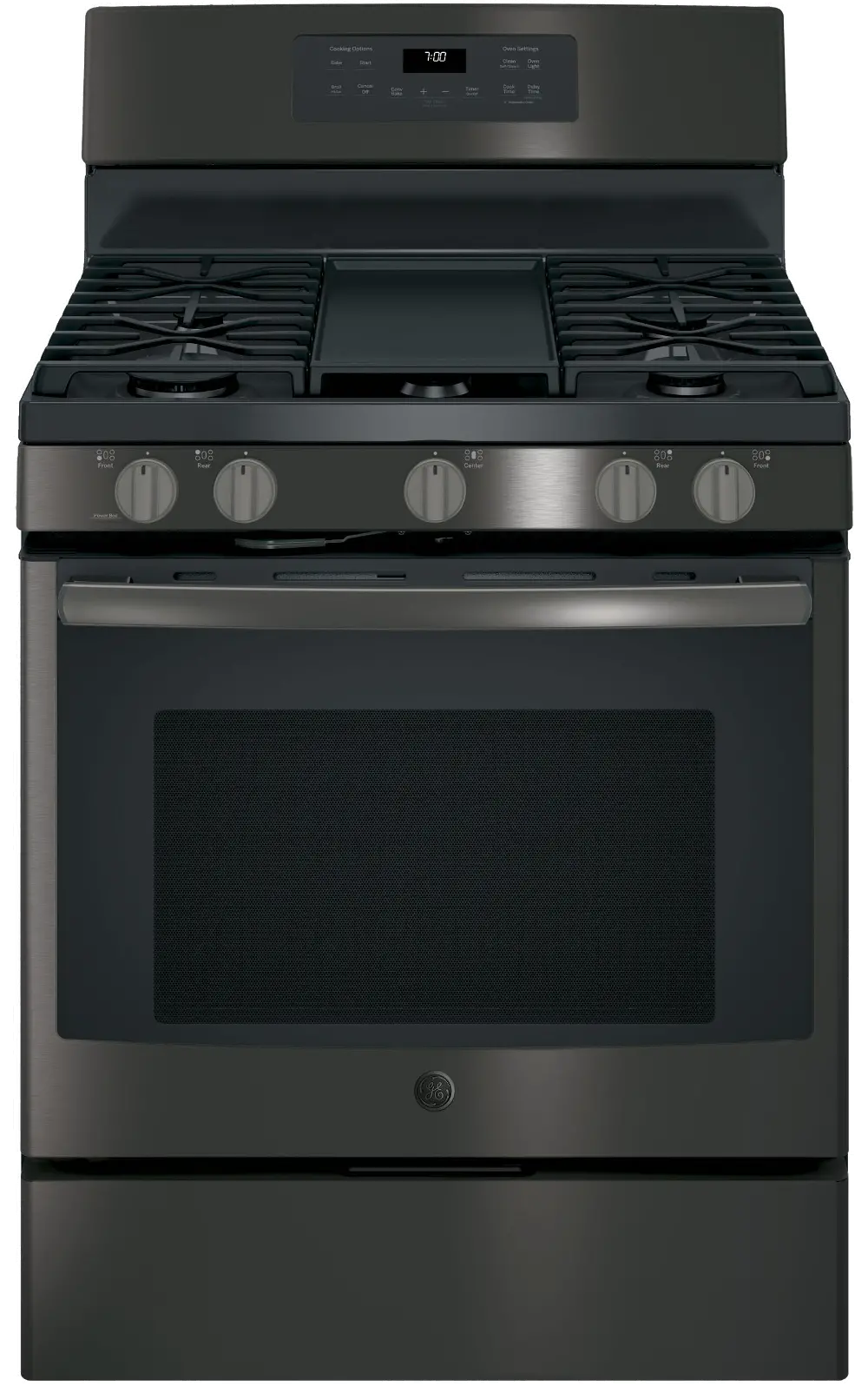 JGB700BEJTS GE 30 Inch Gas Convection Range -  5.0 cu. ft. Black Stainless Steel-1