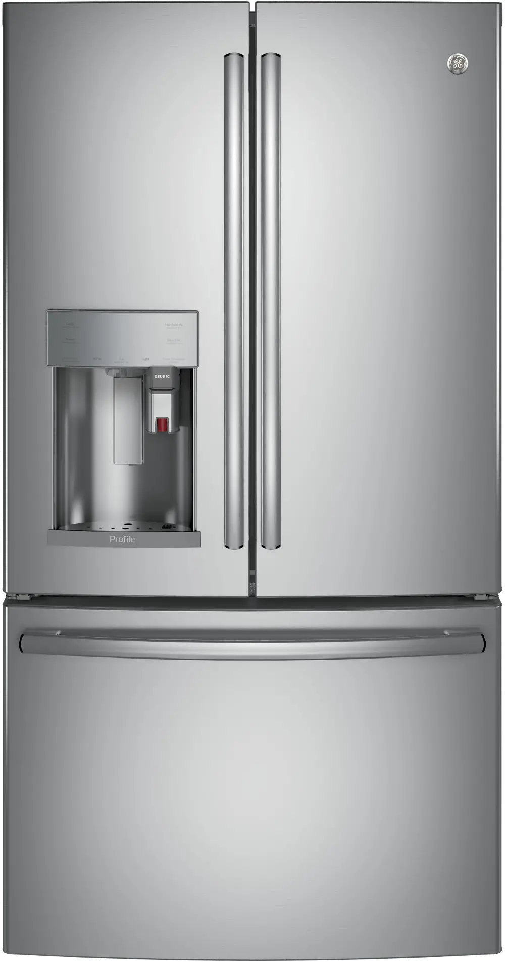 PYE22PBLTS GE Profile Series ENERGY STAR Stainless Steel Counter-Depth French-Door Refrigerator - 36 Inch with Keurig K-Cup Brewing System-1