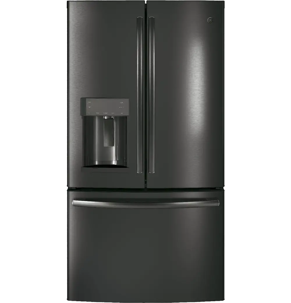 GYE22HBLTS GE 22.2 cu. ft. Counter Depth French Door Refrigerator - 36 Inch Black Stainless Steel-1