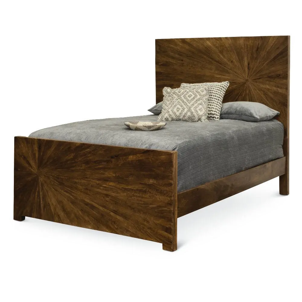 Modern Rustic Sunburst Brown King Bed - Cayley-1