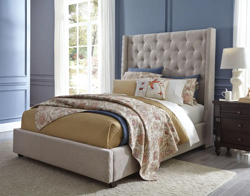 Classic Sand Queen Upholstered Bed - Vinings-1