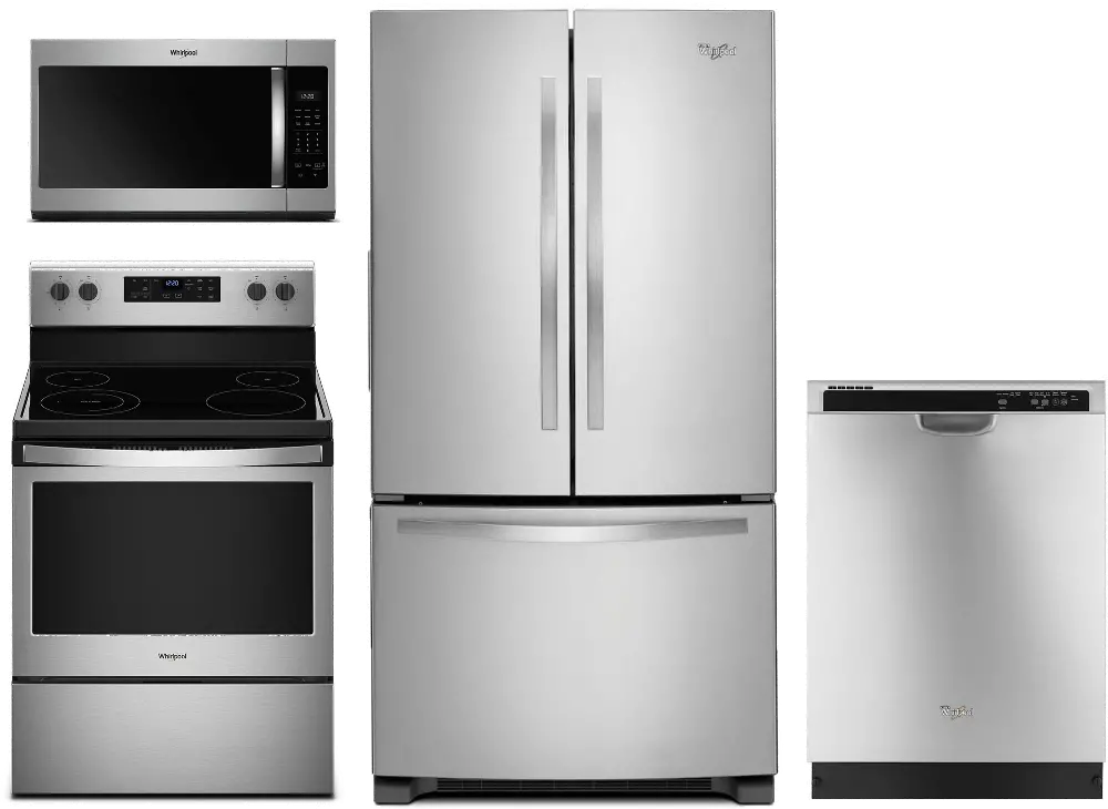 .WHP-BTM-515-S/S-ELE Whirlpool 4 Piece Stainless Steel Kitchen Appliance Package with Electric Range-1