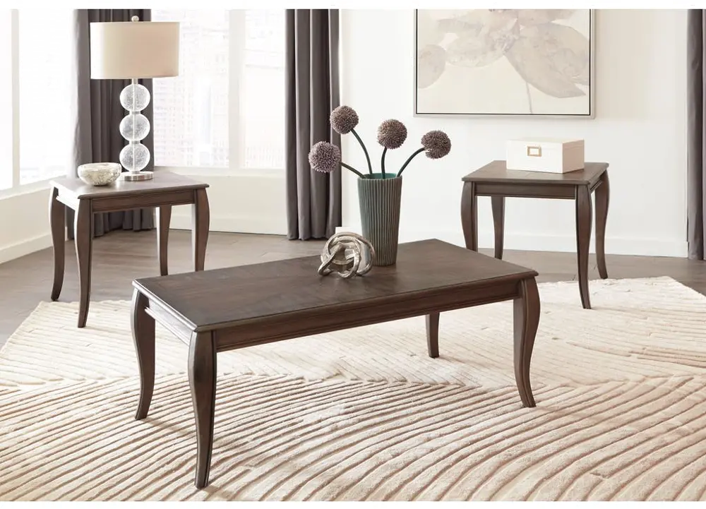 Charcoal Brown 3 Piece Coffee Table Set - Vintelli-1