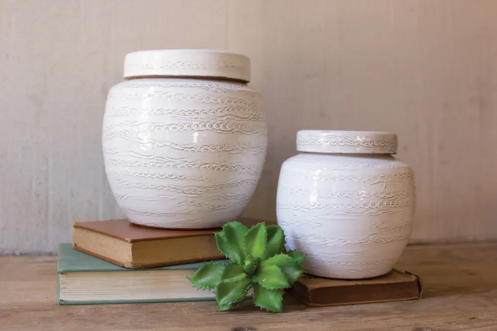 6 Inch White Round Ceramic Canister-1