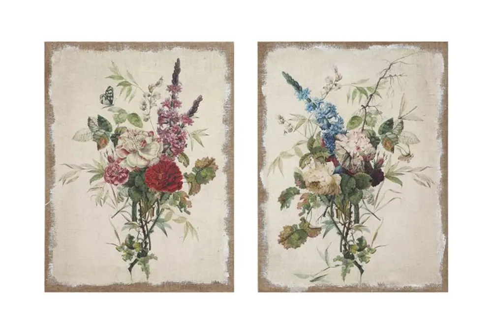 DA5306A-A/2-IND Assorted Vintage Reproduction of Flower Bouquet Wall Art-1