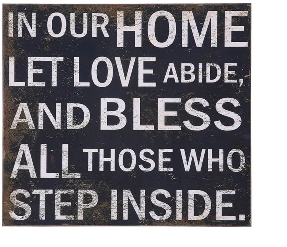 DE3525/LETLOVEABIDE Black and White 22 Inch In Our Home Let Love Abide Wall Decor-1