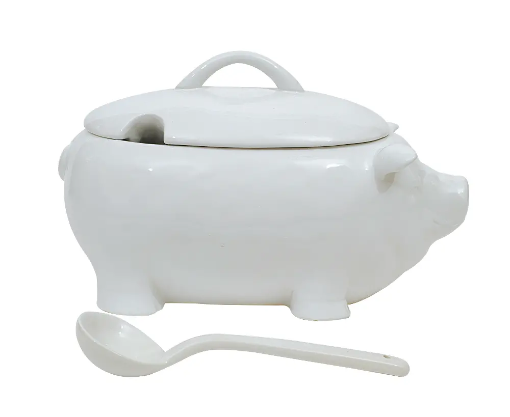 DA1002 Ceramic Pig Soup Tureen with Ladle-1