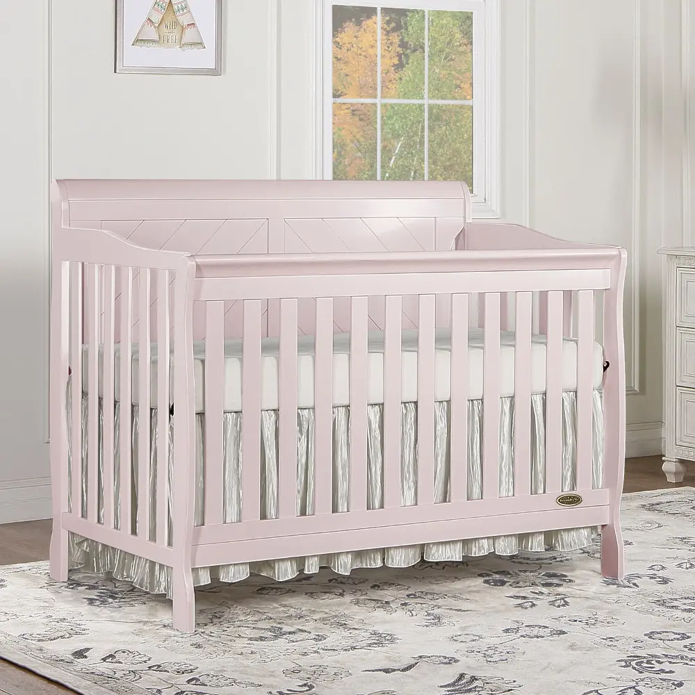 Blush Pink 5 in-1 Convertible Crib - Ashton-1