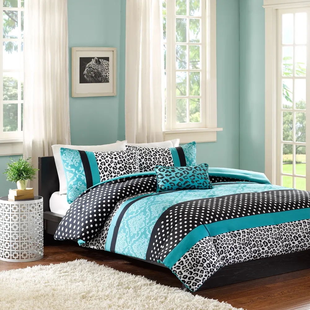 Chloe Teal Full-Queen 4 Piece Bedding Collection-1