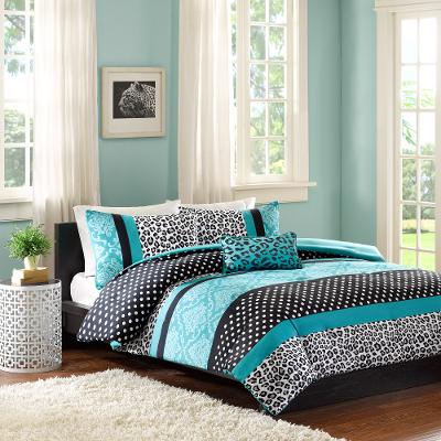 Chloe Teal Twin Xl 3 Piece Bedding, Teal And Black Queen Bedding
