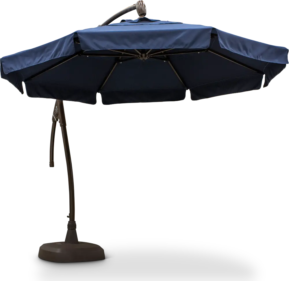 Navy Blue Patio Cantilever Umbrella with Base-1