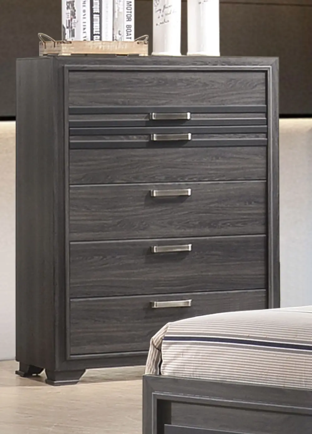 Modern Charcoal Gray Chest of Drawers - Alix-1