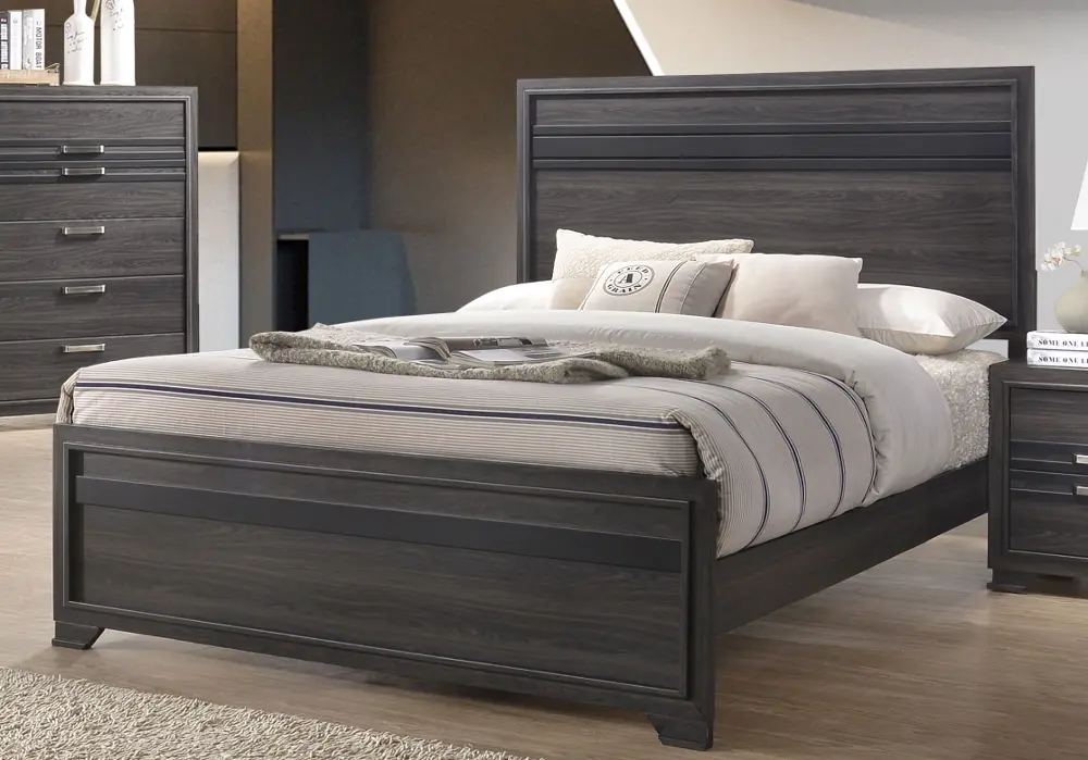 Modern Charcoal Gray Queen Bed - Alix-1
