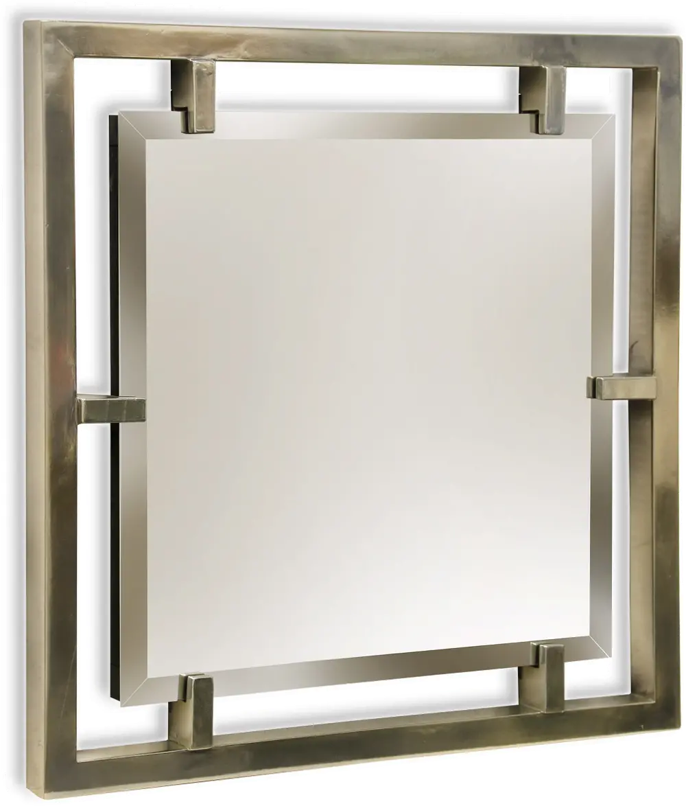Square Silver Finish Beveled Mirror-1