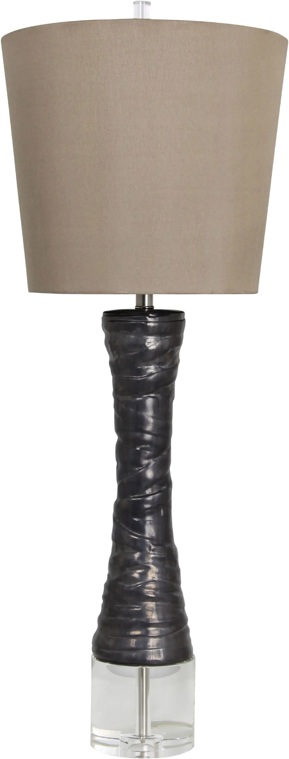 Gray Ceramic Table Lamp with Crystal Base-1