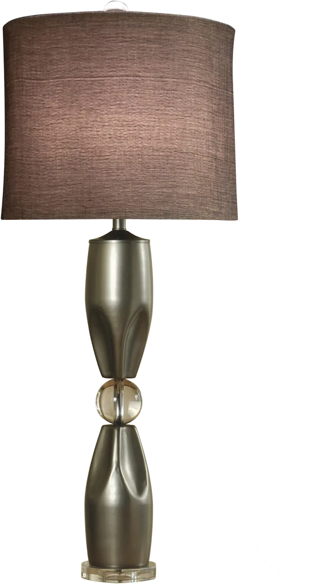 Brushed Steel Table Lamp with Metal Body and Crystal Base-1