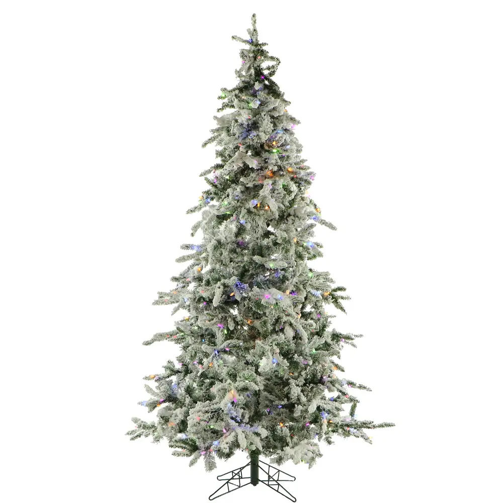 FFMP075-6SNEZ 7.5 Ft. Mountain Pine Flocked Multi-Colored Light Christmas Tree-1