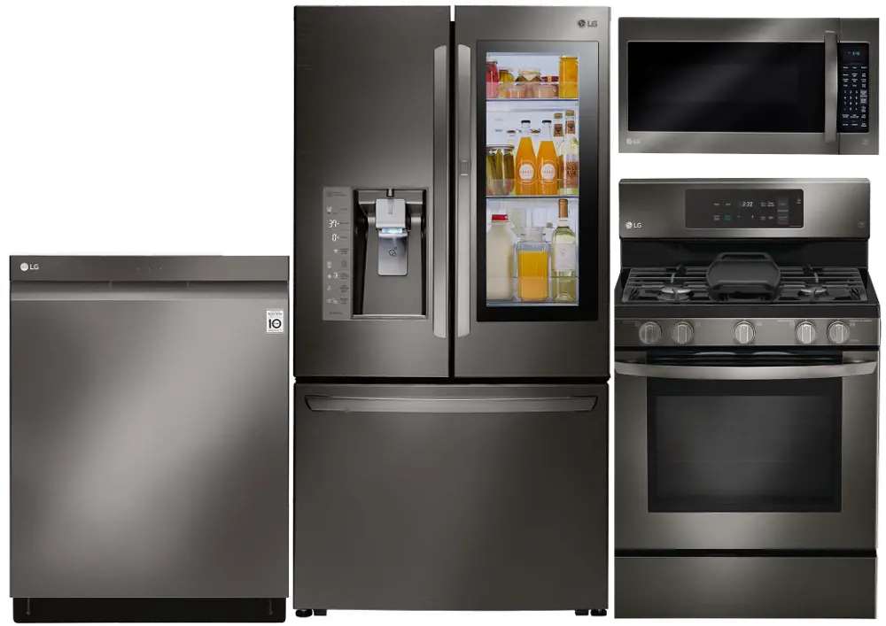 .LG-BSS-VIEW-3193GAS LG 4 Piece Kitchen Appliance Package with 5.4 cu. ft. Gas Range - Black Stainless Steel-1