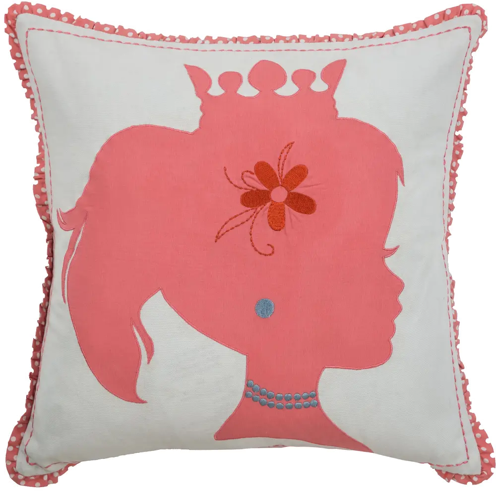 Pink and White Silhouette Printed Throw Pillow-1