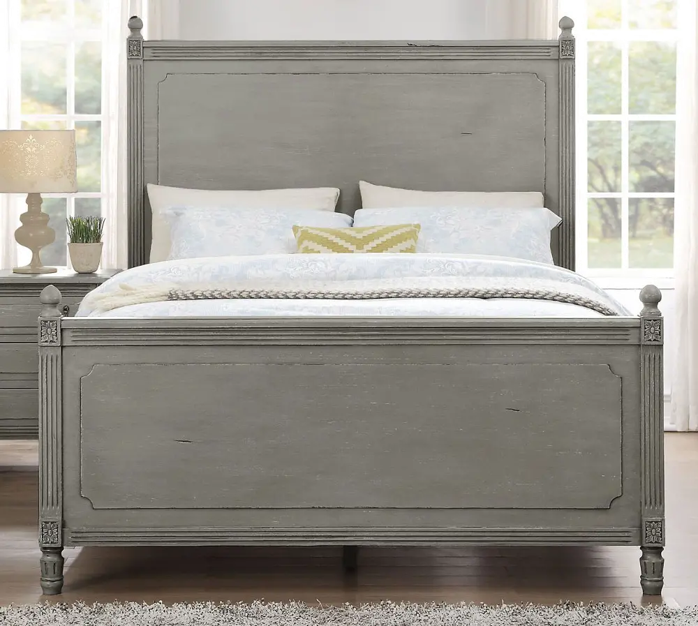 Classic Antique Gray Queen Bed - Aviana-1