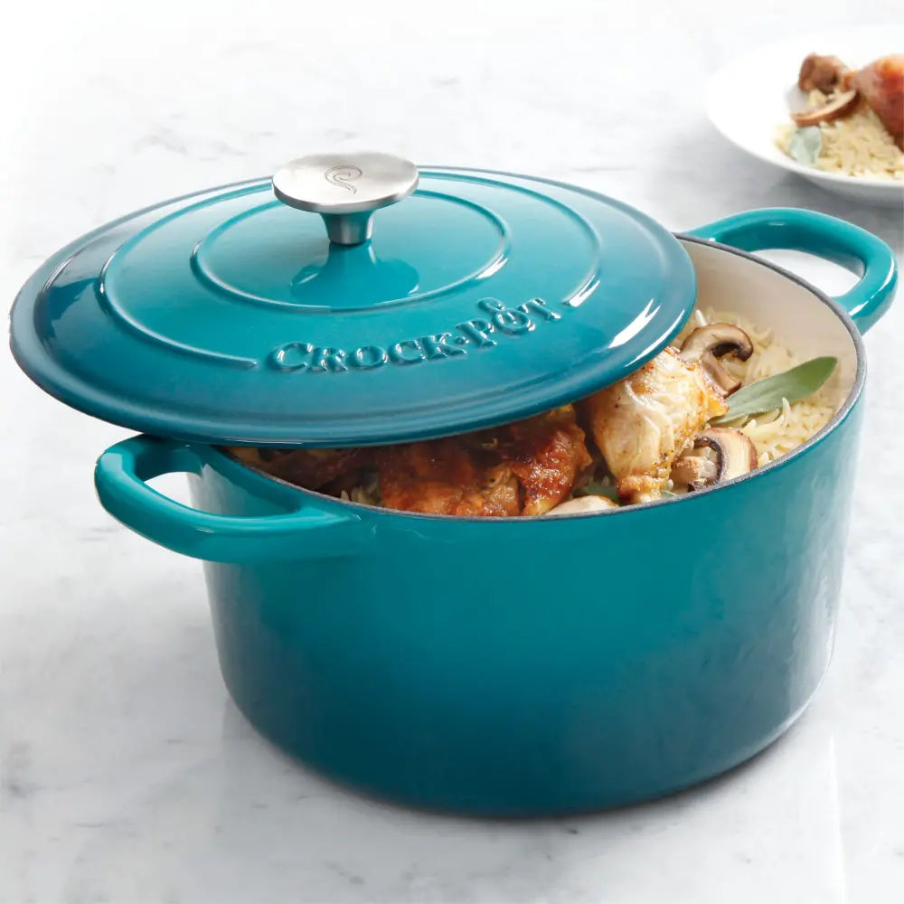 Crock Pot Ombre Teal Dutch Oven with Lid-1