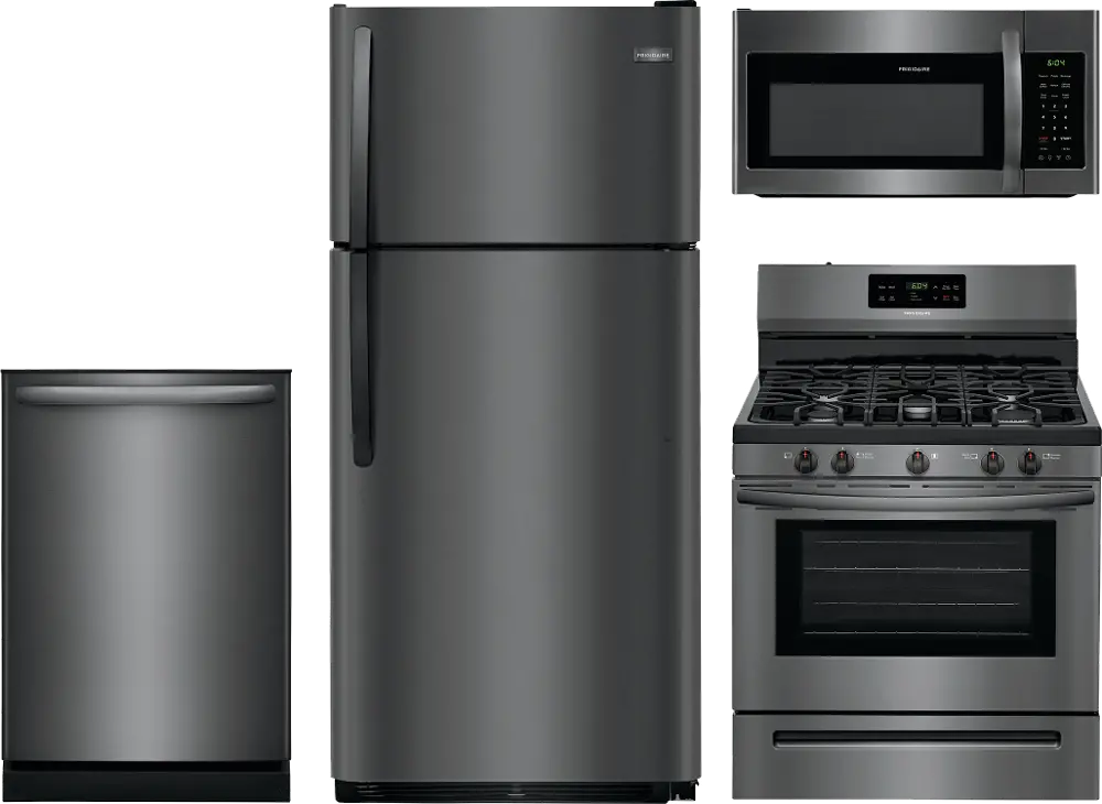 .FRG-18TOP-BSS-GAS Frigidaire 4 Piece Kitchen Appliance Package with Gas Range with fifth burner - Black Stainless Steel-1