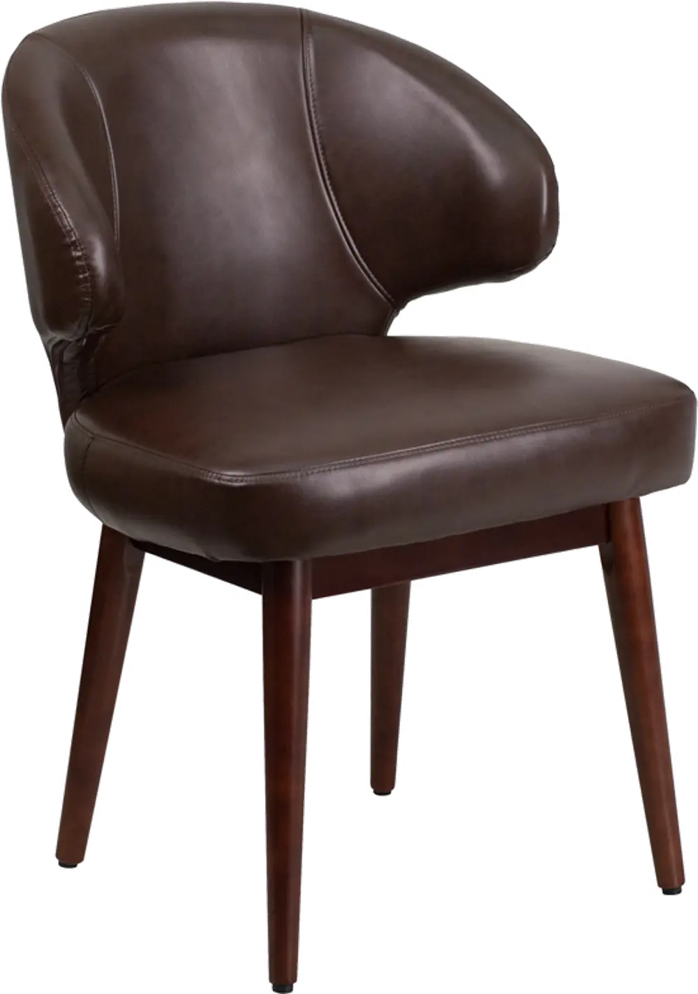 Small Brown Leather Accent Chair-1