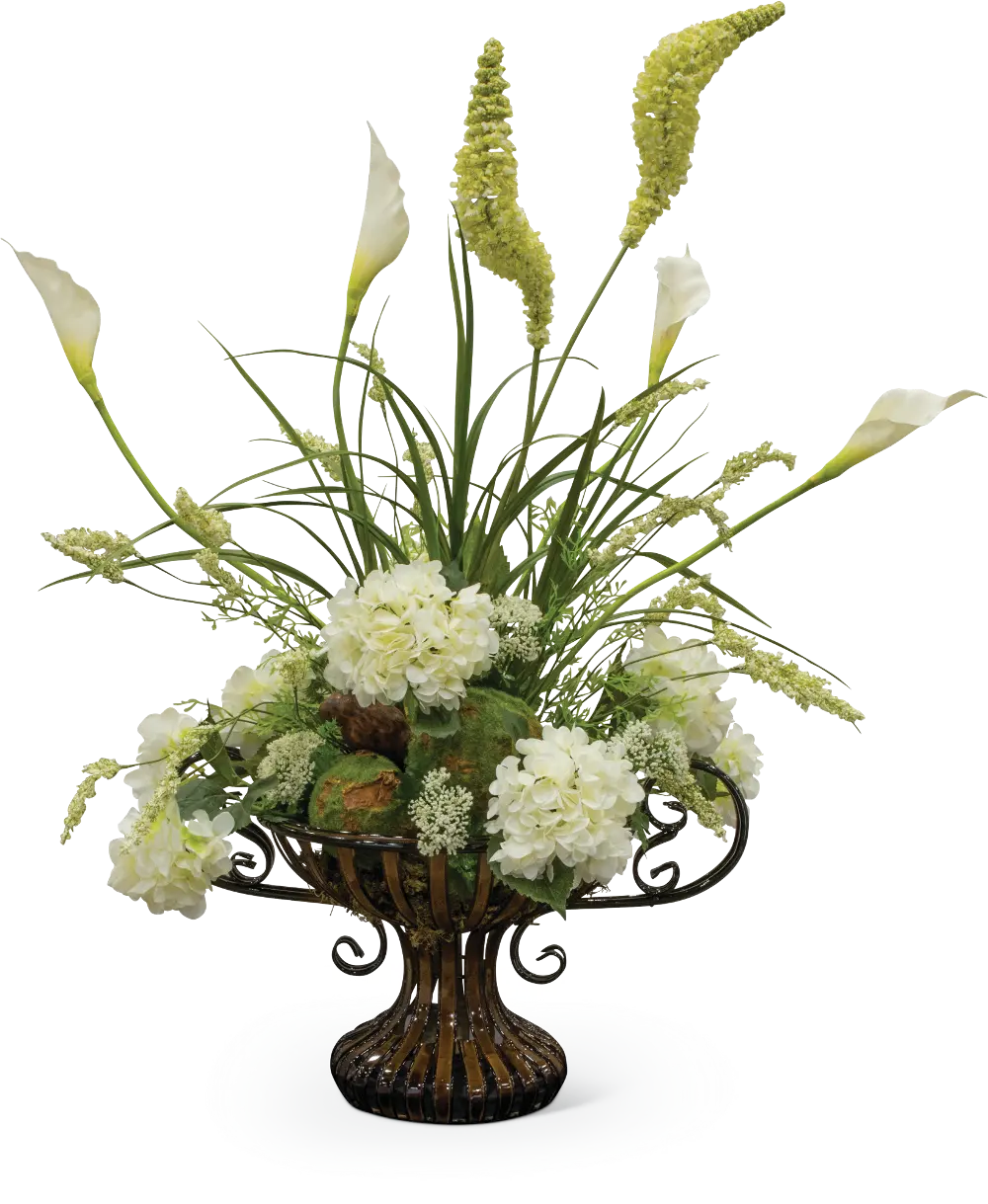 46 Inch White Floral Arrangement In Urn-1