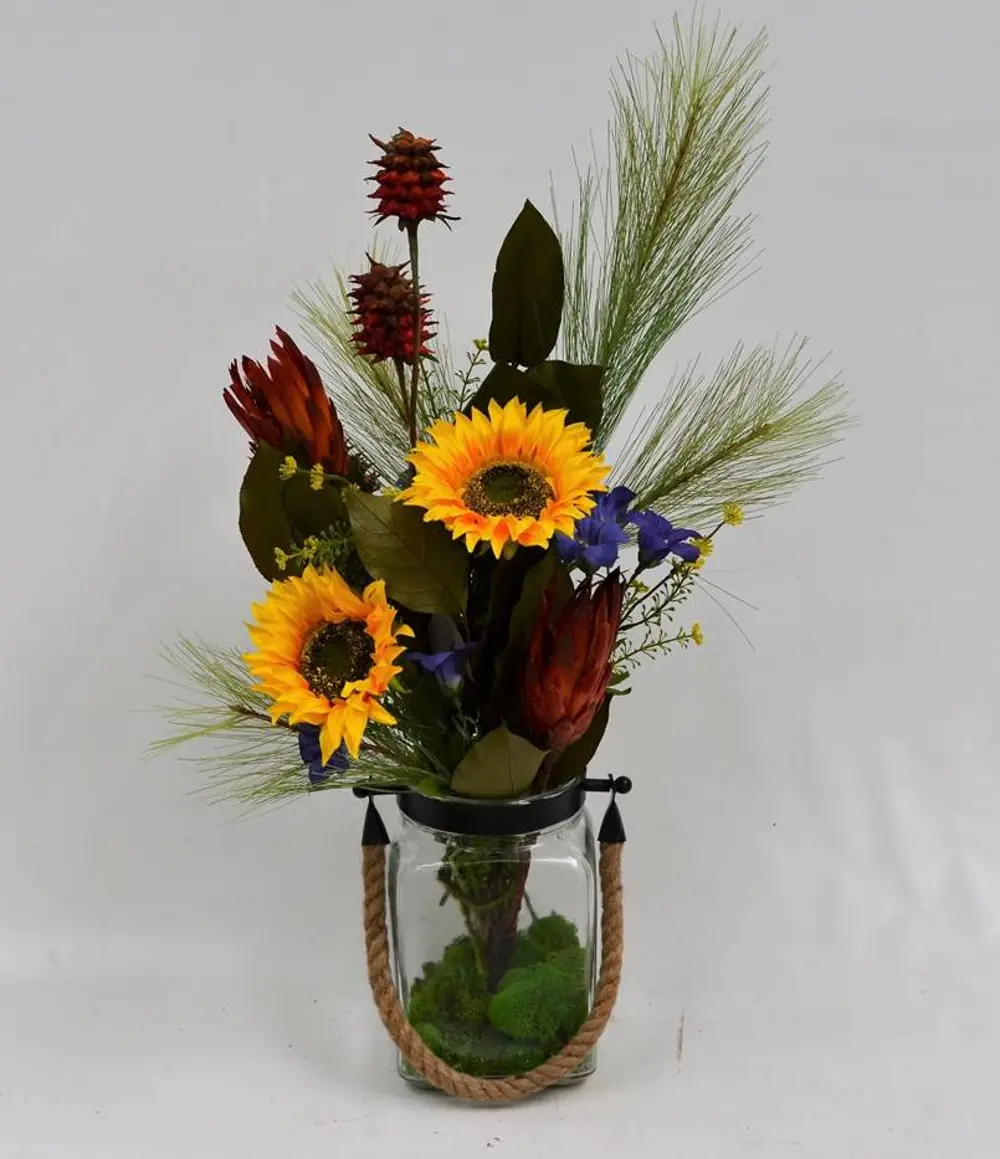 24 Inch Rustic Sunflower Jar Arrangement-1