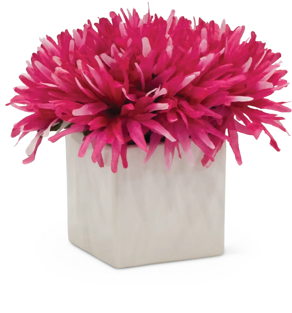 7 Inch Pink Flower Arrangement In White Cube-1