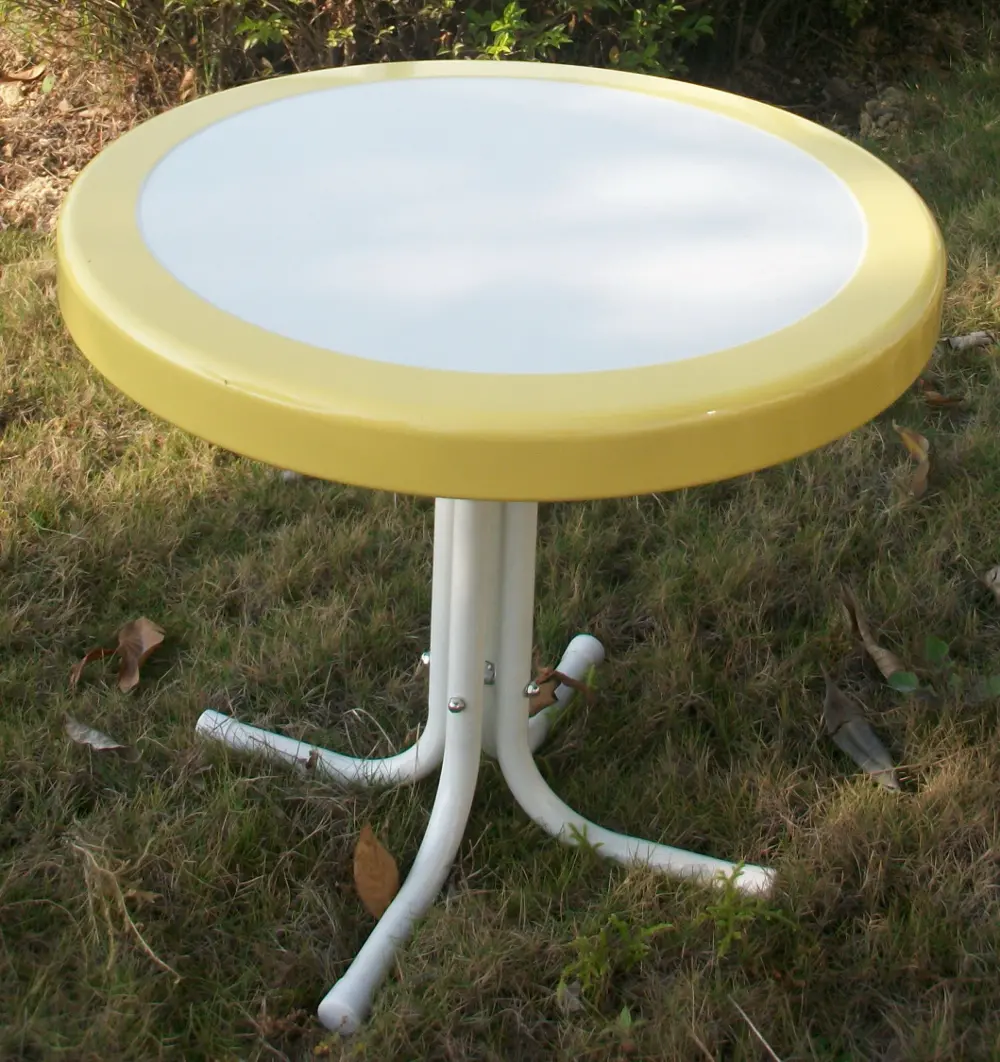 Yellow Round Table - Retro Metal-1