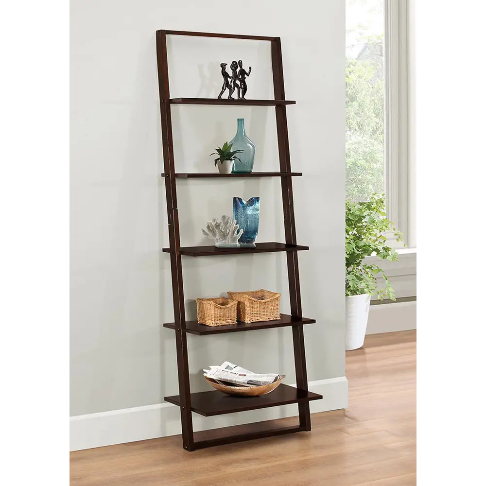 Arlington Cappuccino Brown Wall Ladder Bookcase-1