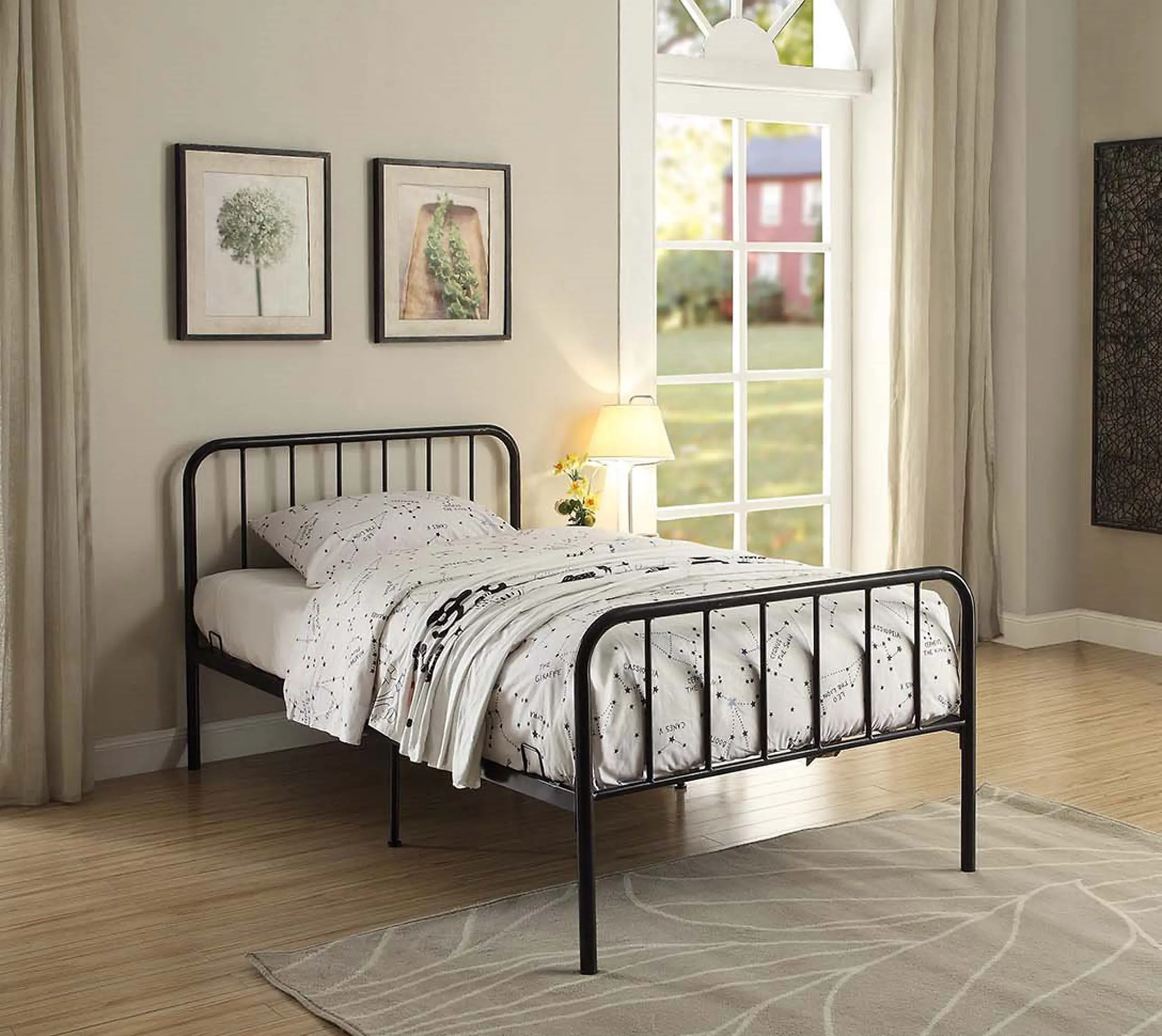 Photos - Bed 4D Concepts Modern Black Twin Metal  121472