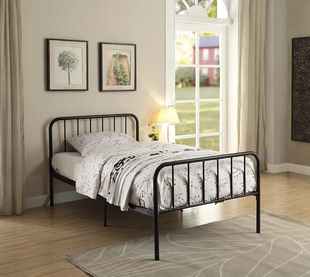 Modern Black Twin Metal Bed-1