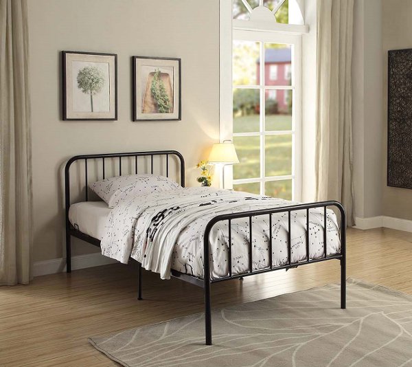 Modern Black Twin Metal Bed Rc Willey, Contemporary Black Metal Bed Frame