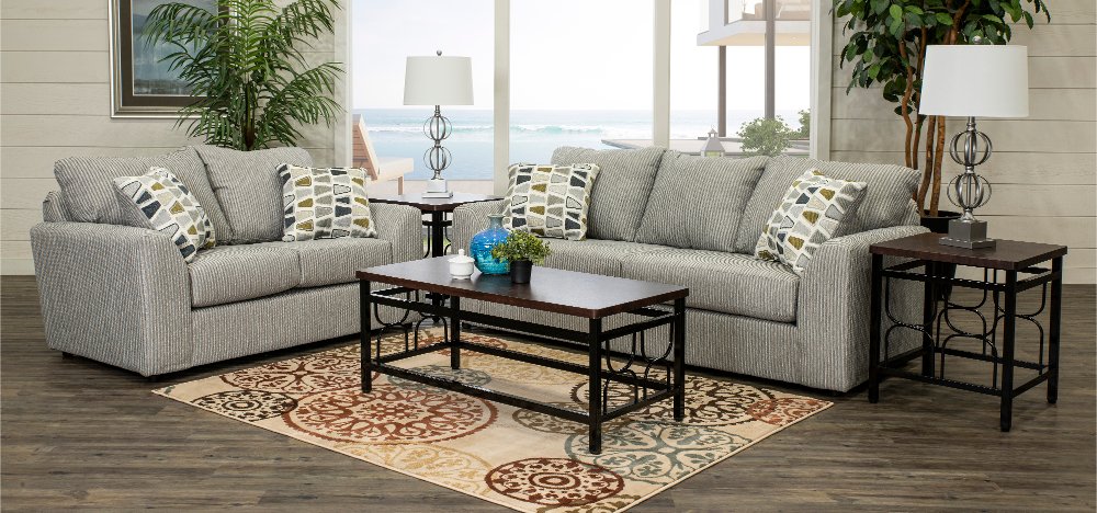 Casual Contemporary Gray 5 Piece Living Room Set Hannah