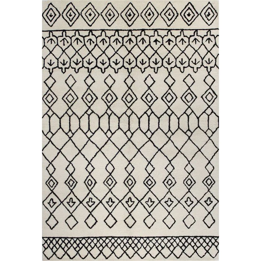 8 x 10 Large Ivory and Black Area Rug - Chelsea-1