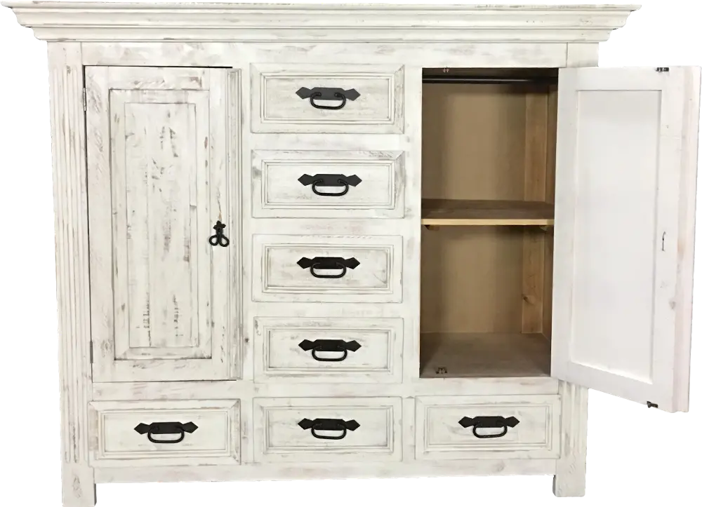 Rustic White Dresser with Lift-Top Gun Storage - Mansion-1