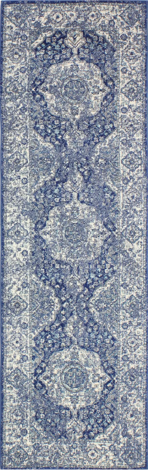 Everek Dark Blue 8 Foot Runner Rug