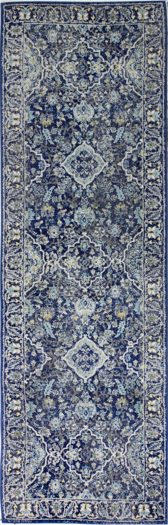 Everek Dark Navy Blue 8 Runner Rug