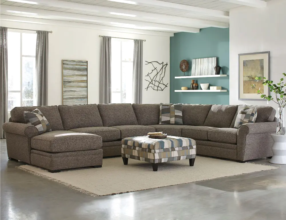 KIT Brown 4 Piece Sectional Sofa with LAF Chaise - Orion-1