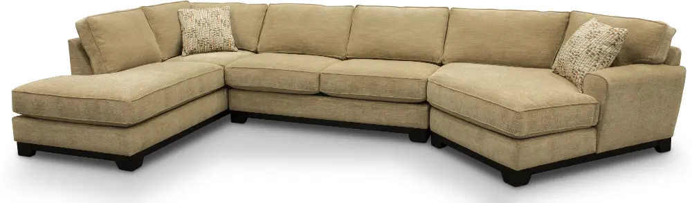 3PC/415/BARLEY/OPT2 Beige 3 Piece Sectional Sofa with LAF Chaise - Pisces-1