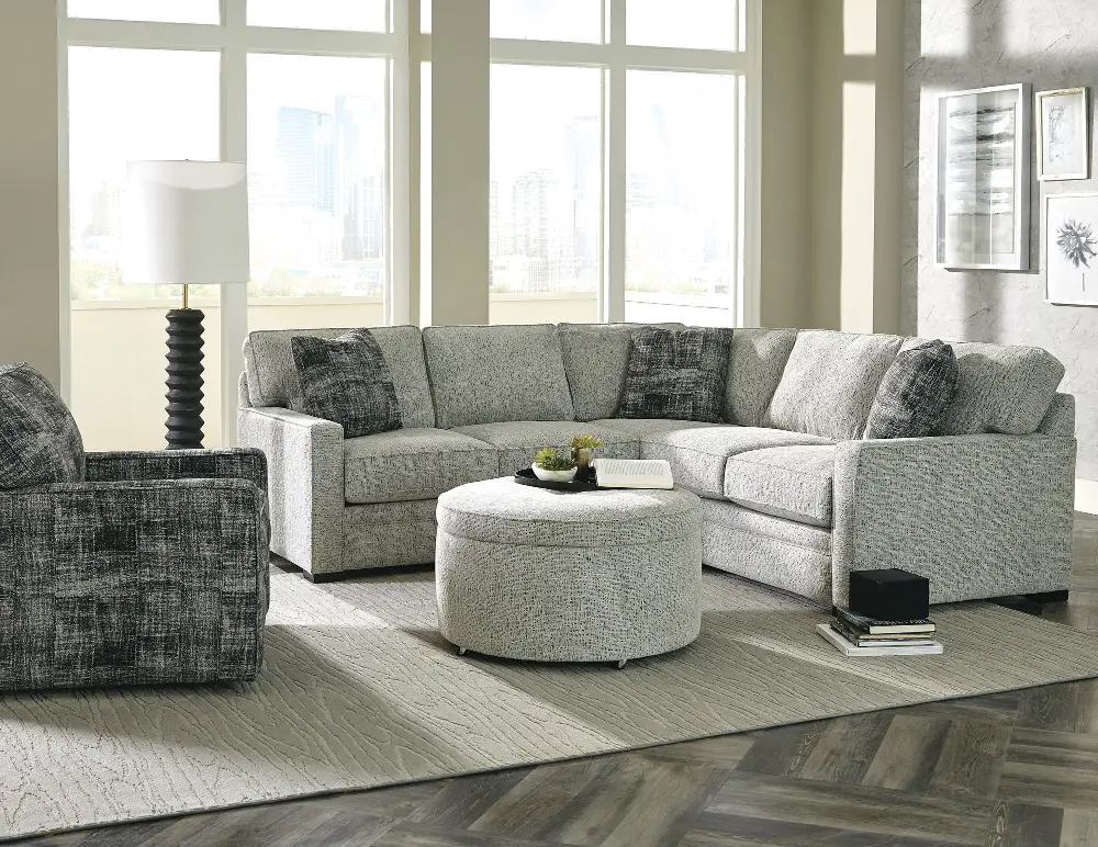 2PC/412F/GDOMINO/OP2 Contemporary Gray 2 Piece Sectional Sofa with LAF Loveseat - Juno-1