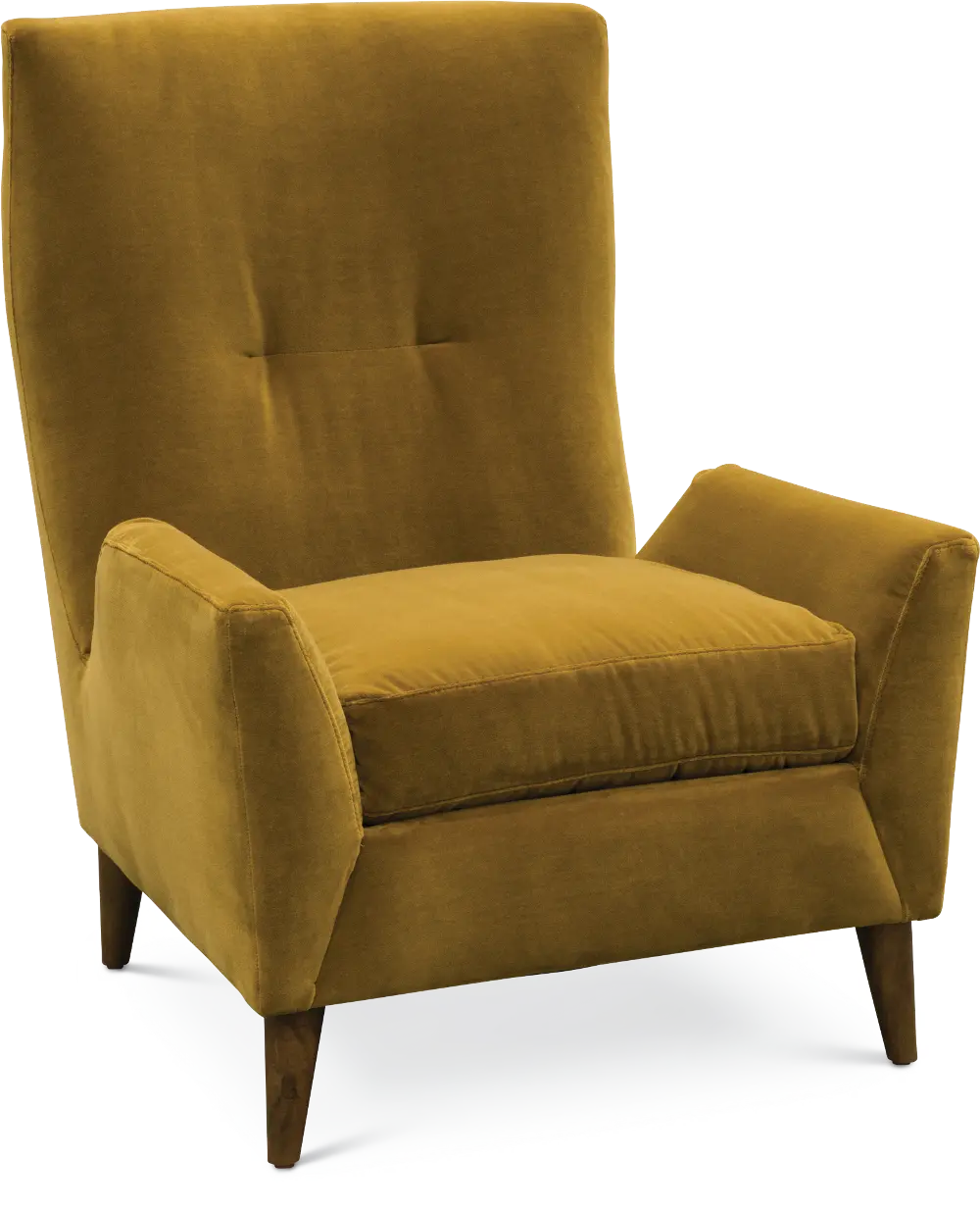 031-68 Mid Century Modern Marzipan Yellow Wing Chair - Kelsey-1
