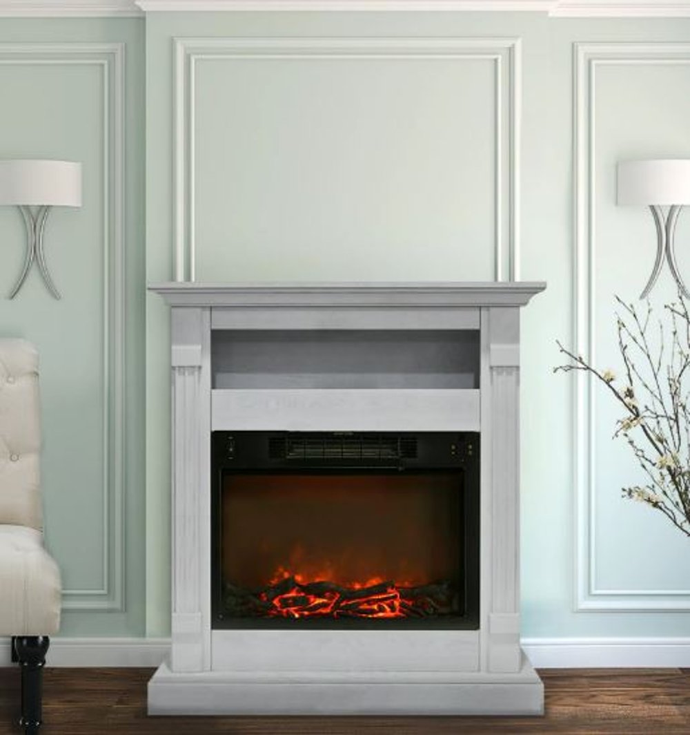 110910222 White Electrical Mantel Fireplace (34 Inch) - Sien sku 110910222