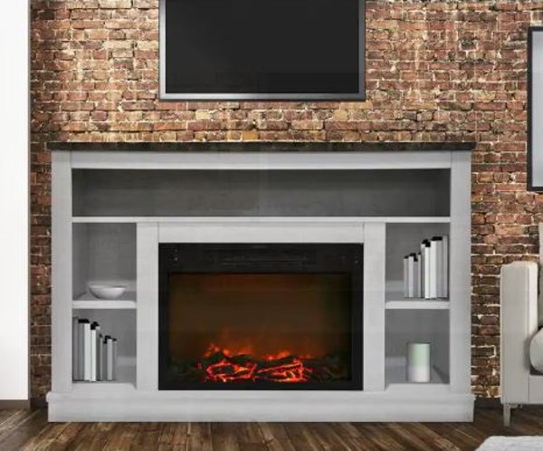 A Living Room Electric Fireplace From Rc Willey Cam5021 1wht White Electric Fireplace With Mantel 47 Inch Seville