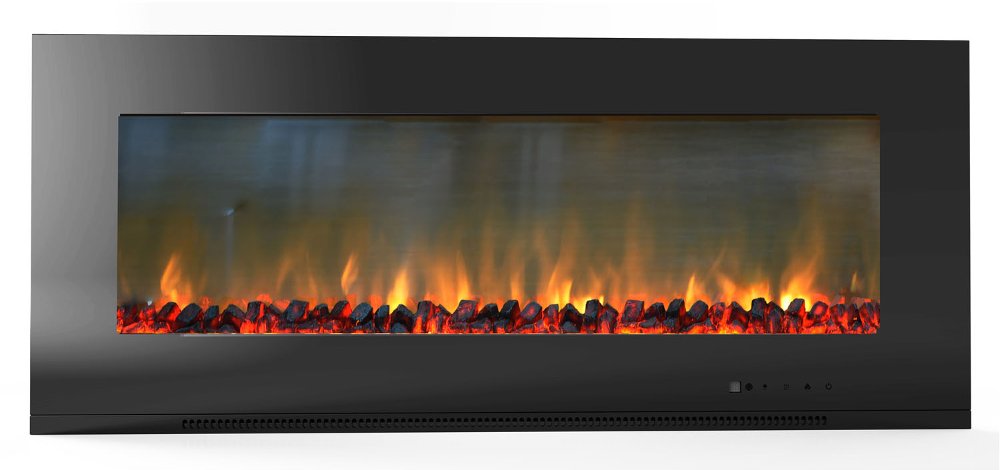 Black Wall Mount Electrical Fireplace (56 Inch) - Metropolitan