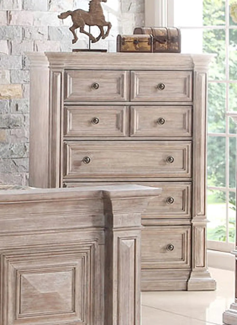 Rustic Traditional Cream Chest of Drawers - Santa Fe-1